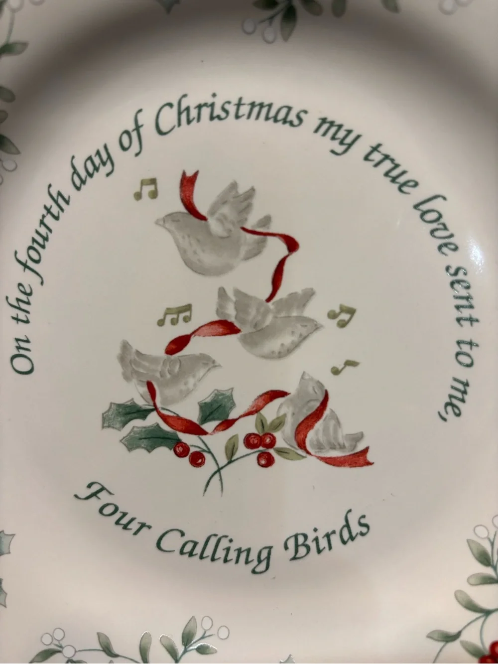 Pfaltzgraff Four Calling Birds Holiday 8” Plate - 12 Days of Christmas